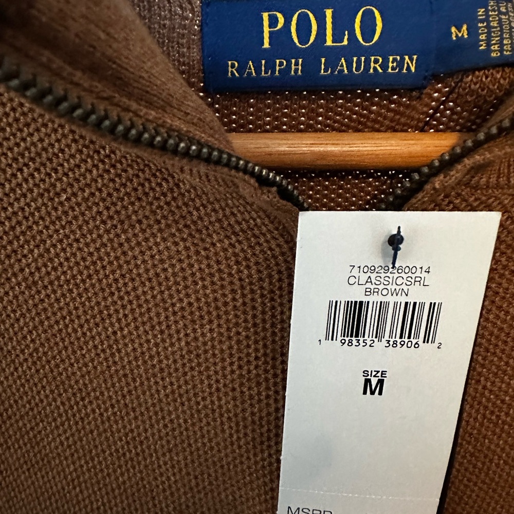 Polo Ralph Lauren Half-Zip Sweater – Brown – Size M – NWT